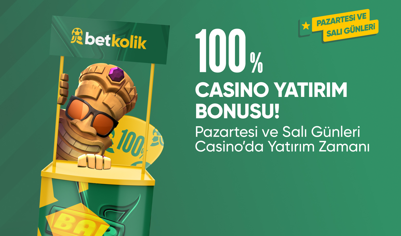 Betkolik %100 Casino Yatırım Bonusu