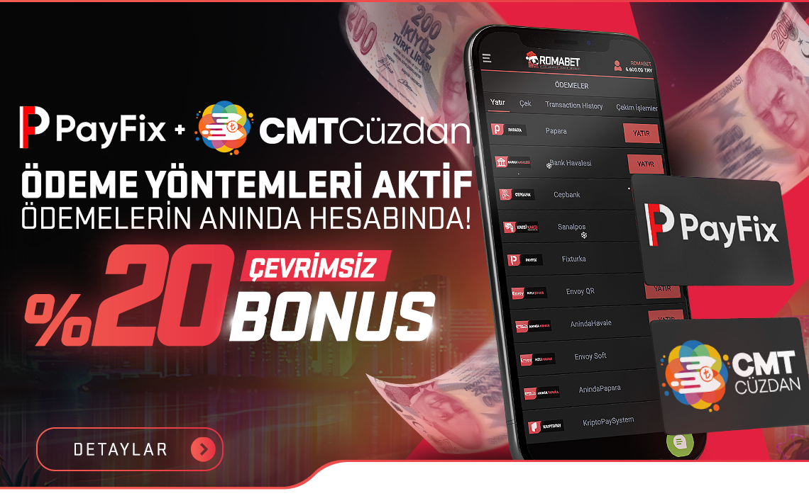 Romabet Payfix & CMT %20 Çevrimsiz Bonus