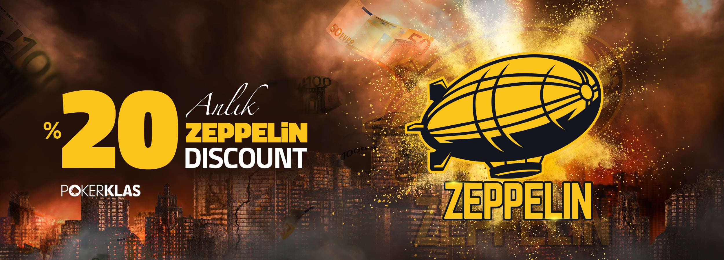 Pokerklas %20 Anlık Zeplin Discount Bonusu